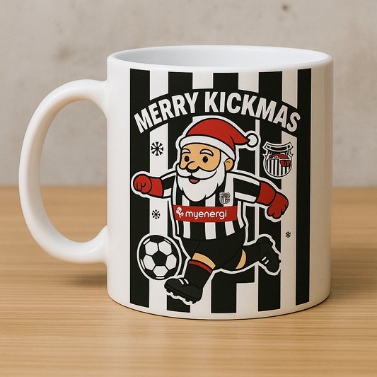 Merry Kickmas personalised Christmas football mug
