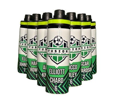 Personalised 850ml metal football water bottle