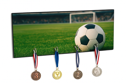 Personalised football medal display hanger