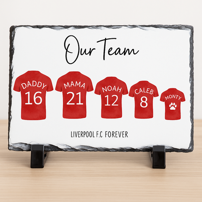 Personalised family football shirt design photo slate
