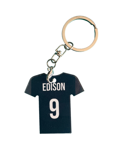 Personalised Football Shirt Keyring – Custom Name, Number - Any Kit