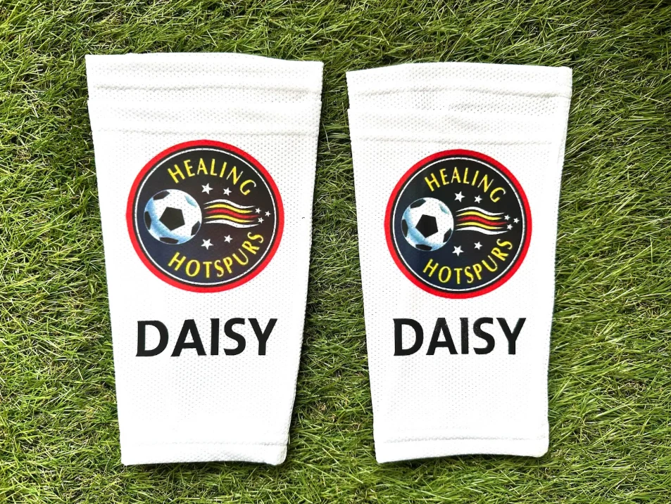 Custom personalised football shin pad sleeves