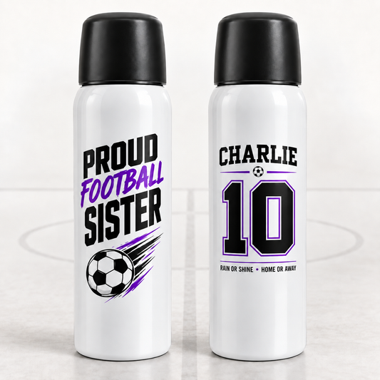 Personalised Proud Football Sister 500ml Thermal Flask