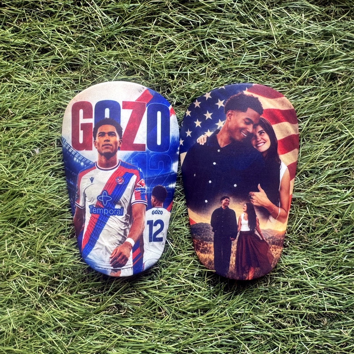 Style 2 – player and personal photo collage personalised shin pads
