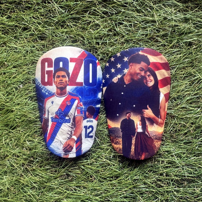 Style 2 – player and personal photo collage personalised shin pads